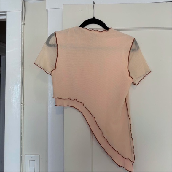 Princess Polly Cream and Brown Asymmetrical Top - Picture 5 of 6